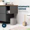 eluno ovaler Kosmetikeimer mit gummierter Softtouch-Oberfläche, Schwingdeckel & Schutzpads gegen Kratzer, Abfalleimer für Gäste-WC und Badezimmer aus Kunststoff, 6 Liter Fassungsvermögen, taupe Bild 5