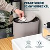 eluno ovaler Kosmetikeimer mit gummierter Softtouch-Oberfläche, Schwingdeckel & Schutzpads gegen Kratzer, Abfalleimer für Gäste-WC und Badezimmer aus Kunststoff, 6 Liter Fassungsvermögen, taupe Bild 4
