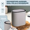 eluno ovaler Kosmetikeimer mit gummierter Softtouch-Oberfläche, Schwingdeckel & Schutzpads gegen Kratzer, Abfalleimer für Gäste-WC und Badezimmer aus Kunststoff, 6 Liter Fassungsvermögen, taupe Bild 3