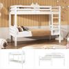 Merax Etagenbett für Kinder, Kinderbett mit dreistufiger Winkelleiter und Absturzsicherung, Bett aufgeteilt in 2 Einzelbetten, Jugendbett, Einzelbett, Rahmen aus Kiefer, Weiß, 90x200cm Bild 4
