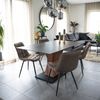 HOME DELUXE Polsterstuhl Esszimmer Webstoff IKALO – 2er Set Grau/Braun Bild 2