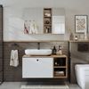 Roomart LOTUS-I-95 Badmöbel Set– 3-teiliges Badezimmermöbel Set - Unterschrank, Waschbecken & Spiegelschrank - H 45 x B 45 x T 95 cm • Weiß-Eiche Bild 2