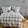 Fleuresse Lech Edelflanell Bettwäsche 155x220 Karo silber grau sand 604465-01 Bild 2