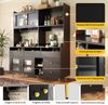 MODFU Hochschrank mit Glastür (Highboard,Vitrine,Barschrank, 1-St, mit Weinglasregal, mehrschichtigem Stauraum) Holzstruktur und Golddekoration Bild 2