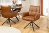 Drehbarer 360° Echtleder Stuhl SIGN cognac Federkern mit Armlehne Metallgestell Bild 4