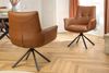 Drehbarer 360° Echtleder Stuhl SIGN cognac Federkern mit Armlehne Metallgestell Bild 3