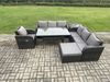 Fimous 8 Sitzer Rattan Gartenmöbel-Set Langer Rechteckiger Esstisch und Sesseln Set mit 3 Sitzer Sofa Großer Fußhocker Beistelltischen Dunkelgrau gemischt Bild 2