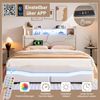 Polsterbett mit LED-Beleuchtung und Stauraum, 140x200 cm, USB/Type-C Anschlüsse, gepolsterter Kopfteil, Doppelbett, Stauraumbett, Leinen Bild 4