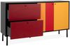 Finori Lucca 51A Sideboard, schwarz / Multicolor | Sideboard für Wohnzimmer | Maß: B x H x T ca. 145,5 x 81 x 40 cm | Sideboard mit 2 Türen, 2 Schubkästen und 2 Einlegeböden Bild 1