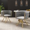 Esszimmerstuhl 4er-Set 72×54×59 cm mit 360°-Drehfunktion – Samtbezug, Metallgestell in Grau und Gold Bild 4
