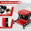 2 in 1 Rollbrett Werkstatt Montagerollbrett mit 6 Rollen & Gepolstertem Sitz bis 150 kg Belastbar Rot Bild 5