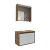 Roomart MELONA-S1-65 Badmöbel Set– 2-teiliges Badezimmermöbel Set - Unterschrank(ohne Waschbecken) mit Spiegelschrank - H 45 x B 35 x T 65 cm • Weiß-Eiche Bild 5
