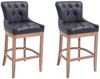 CLP 2er Set Barhocker Lakewood Echtleder gepolstert,schwarz antik-hell Bild 1