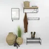 Wandgarderobe CLINT 3 Schwarz lackiert mit Hutablage aus Eichenholz Bild 3