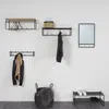 Wandgarderobe CLINT 3 Schwarz lackiert mit Hutablage aus Eichenholz Bild 4