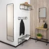 Wandgarderobe CLINT 3 Schwarz lackiert mit Hutablage aus Eichenholz Bild 2