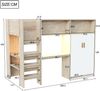 Merax Kinderbett 90 × 200 cm Jugendbett, Multifunktionales Hochbett, Mit Schreibtisch, Kleiderschrank, Regal, Staufächern und LED-Beleuchtung, Mit Lattenrost, Holzfarbe Bild 4