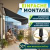 tillvex Klemmmarkise 250 cm Orange/Anthrazit mit Solar LED mit Handkurbel Balkon | Balkonmarkise ohne Bohren | Markise UV-beständig & höhenverstellbar | Sonnenschutz wasserdicht Bild 3