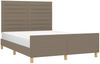 Doppelbett, Polsterbett mit Kopfteil Stoff Taupe 140x190 cm Bild 3