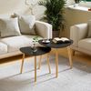 Exabang Couchtisch Set Moderne 2er Wohnzimmertisch Beistelltisch Schwarz Bild 3