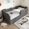 Polsterbett Daybett 90x190 cm mit Ausziehbett, ohne Matratze, Leinen in Grau Bild 3