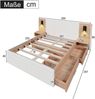 Bett 180×200 cm mit USB, Leselicht und 2 Schubladen, Weiß/Eiche Bild 4