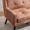 LVHOM 2-Sitzer Sofa aus Suedevlies mit Knopfsteppung, Loveseat mit hochdichter Schaumstoffpolsterung und Massivholzbeinen, Stoffsofa für Wohnzimmer & Büro, bis 260kg, Braun Bild 4