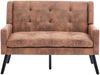 LVHOM 2-Sitzer Sofa aus Suedevlies mit Knopfsteppung, Loveseat mit hochdichter Schaumstoffpolsterung und Massivholzbeinen, Stoffsofa für Wohnzimmer & Büro, bis 260kg, Braun Bild 2