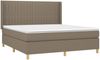 vidaXL Boxspringbett mit Matratze & LED Taupe 160x200 cm Stoff 3139049 Bild 4