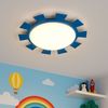 LED Wand-/Deckenleuchte, Stahl blau, Glas weiß, D 35 cm Bild 2