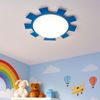 LED Wand-/Deckenleuchte, Stahl blau, Glas weiß, D 35 cm Bild 3