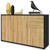 Vladon Sideboard Ben V3, Kommode mit 3 Türen und 2 Schubladen, Schwarz matt/Eiche Natur (117 x 74 x 36 cm) Bild 4