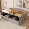 Elegantes Schlafsofa mit hydraulischem Bettkasten aus Samt – multifunktionales Polsterbett mit Stauraum,140x200 cm,Hellgrau Bild 2