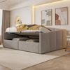 Elegantes Schlafsofa mit hydraulischem Bettkasten aus Samt – multifunktionales Polsterbett mit Stauraum,140x200 cm,Hellgrau Bild 3