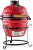 Princesize Kamado-Grill Keramikgrill Edelstahl-Grillrost Smoker BBQ Rot Bild 2