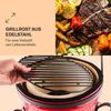 Princesize Kamado-Grill Keramikgrill Edelstahl-Grillrost Smoker BBQ, Rot, 57 x 32 x 45 cm Bild 3