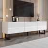 MODFU TV-Schrank Niedriger Schrank mit stabiler Eisenrahmen-Konstruktion (Packung, 1-St, Robust, geräumig und mit durchdachtem Streifendesign) In zeitlosem Hochglanz Schwarz-Weiß, Maße: 170 x 35 x 47 cm Bild 2