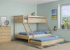 Doppel-Etagenbett 140x200 und 90x200 Erwachsenen-Stockbett Kiefer, Rollrost und Gästebettkasten inkl. Bild 2