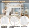 Merax Hochbett 90 x 200cm, Kinderbett Jugendbett, Multifunktionsbett, Massivholzbett, Hochzaun-Sicherheitsdesign mit Kleiderschrank, Regalen und Stauraum mit Sicherheitskletterleiter, weiß Bild 5