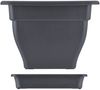3x Pflanzkübel Set Groß Außen, XL Blumentopf mit Wasserspeicher 48x48 cm, Pflanzentopf und Untersetzer, Kunststoff, Blumenkübel Pflanztöpfe, Anthrazit Bild 5