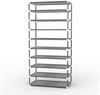 INTIRILIFE Faltschrank 170 x 58 x 28 cm in ASCH GRAU - mit Reißverschluss Stoffschrank Kleiderschrank Schuhregal mit 9 Ablagefächern - Camping Steckschrank Textil Garderobe Bild 2