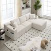 CorduroyModulares Sofa Set mit Chaiselongue & 2-Sitzer in Beige, weicher Cordbezug, 5 Kissen, Getränkehalter Bild 4