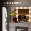 Juskys Schminktisch Malia und Hocker Tonia mit LED-Beleuchtung & Spiegel, 7 Schubladen, stufenlos dimmbar, 3 Farbtemperaturen, Stauraum, elegantes Design – Weiß Bild 3