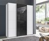 Schwebetürenschrank Kleiderschrank B180 cm H208 cm 3-türig Weiß, 1x Tür Glas Schwarz Bild 3