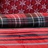 Buymax Bettwäsche Teddy Plüsch Bettezug-Set, Fleece, 3 teilig, 200x200 cm, Winter, flauschig, warm, gestreift, kariert, Rot Bild 3