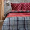 Buymax Bettwäsche Teddy Plüsch Bettezug-Set, Fleece, 3 teilig, 200x200 cm, Winter, flauschig, warm, gestreift, kariert, Rot Bild 5