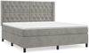 vidaXL Boxspringbett mit Matratze Hellgrau 160x200 cm Samt 3132867 Bild 2