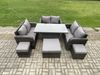Fimous Rattan Garten Möbel Set Einstellbarer Aufsteigenderr Esstisch mit 3 Fußhockern Bild 2