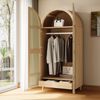 Merax Kleiderschrank mit gebogenen Türen, Großzügiger Stauraum, Mit Kleiderstange und Schubladen, Luxuriöser Kleiderschrank, Natur Bild 5