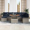 vidaXL Garten-Sofa-Set mit Kissen 9 pcs Grau und Marineblau 3349373 Bild 3